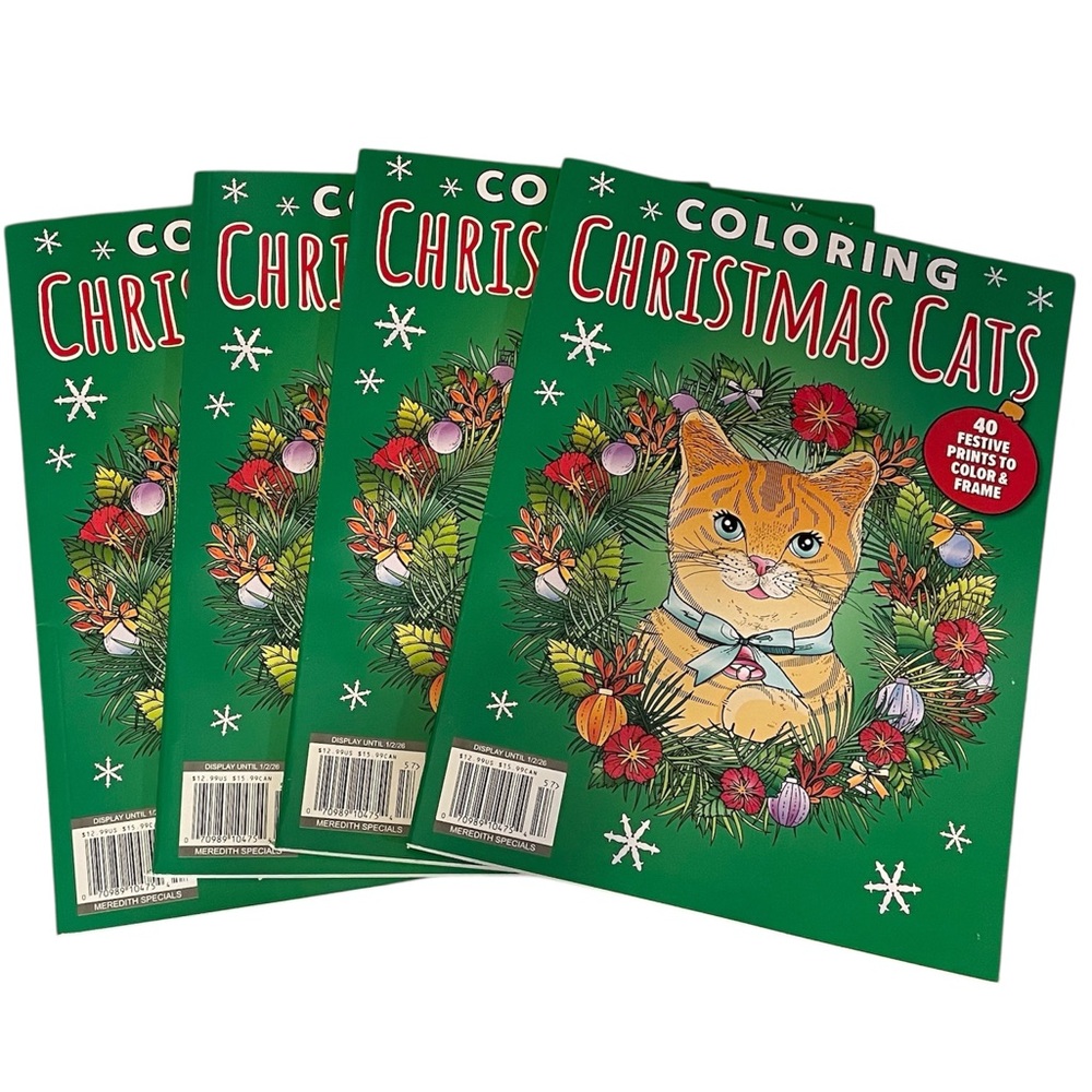 Christmas Cats Coloring Books – Bundle of 4 | 40 Festive Prints Each | NEW